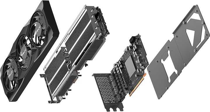 PNY GeForce RTX 5070 Ti trijų ventiliatorių 16 GB GDDR7 DLSS4 vaizdo plokštė (VCG5070T16TFXPB1)