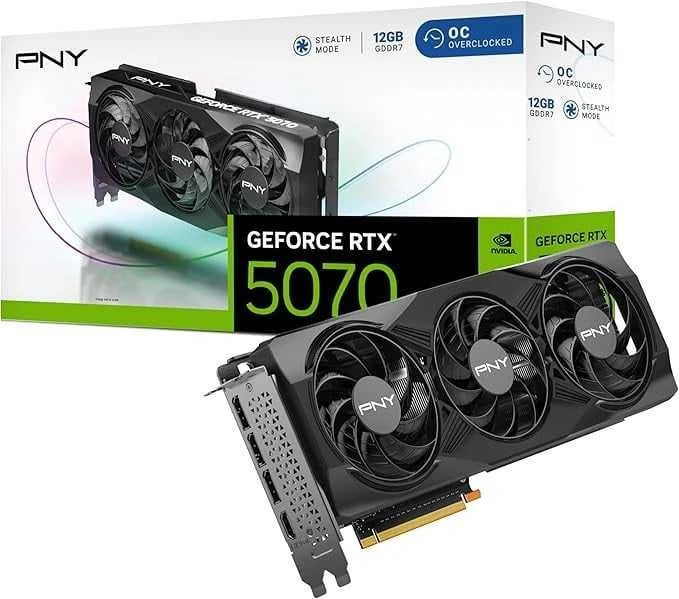 Vaizdo plokštė PNY GeForce RTX 5070 su trimis ventiliatoriais, 12 GB, DLSS 4