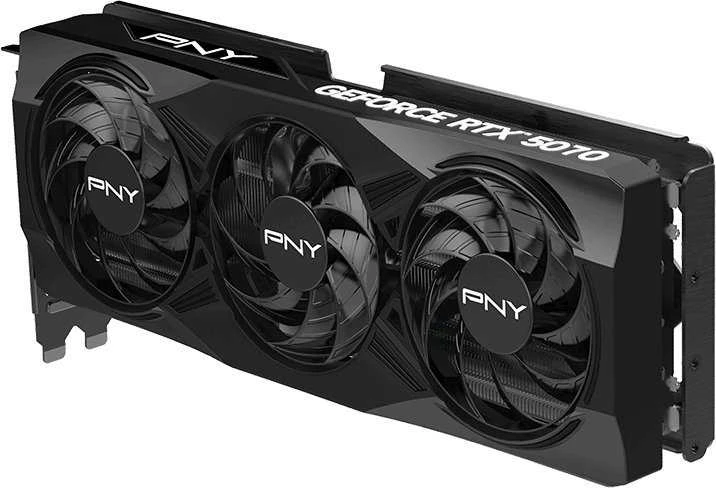 PNY „Cc7fc GeForce RTX 5070“ trijų ventiliatorių perkrauta 12 GB GDDR7 DLSS4 vaizdo plokštė (VCG507012TFXPB1-O)