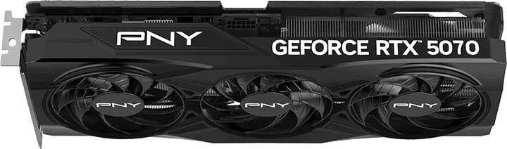 PNY „Cc7fc GeForce RTX 5070“ trijų ventiliatorių perkrauta 12 GB GDDR7 DLSS4 vaizdo plokštė (VCG507012TFXPB1-O)