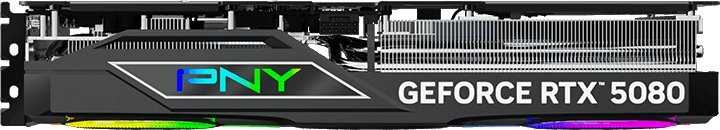 Vaizdo plokštė PNY GeForce RTX 5080 ARGB EPIC-X RGB Overclocked 16GB GDDR7 DLSS4 grafikos korta (VCG508016TFXXPB1-O)