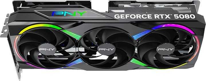 Vaizdo plokštė PNY GeForce RTX 5080 ARGB EPIC-X RGB Overclocked 16GB GDDR7 DLSS4 grafikos korta (VCG508016TFXXPB1-O)