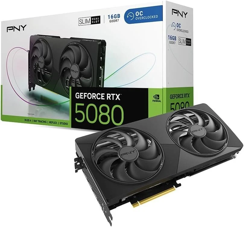 PNY GeForce RTX 5080 Slim OC vaizdo plokštė, 16384 MB GDDR7