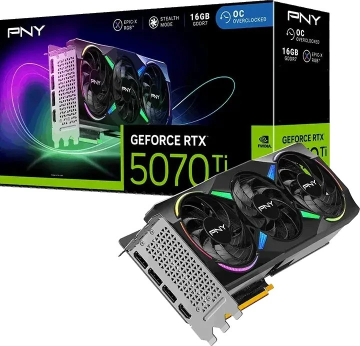 Pny Technologies Vaizdo plokštė PNY GeForce RTX 5070 Ti ARGB EPIC-X RGB 16GB GDDR7 DLSS4 (VCG5070T16TFXXPB1)