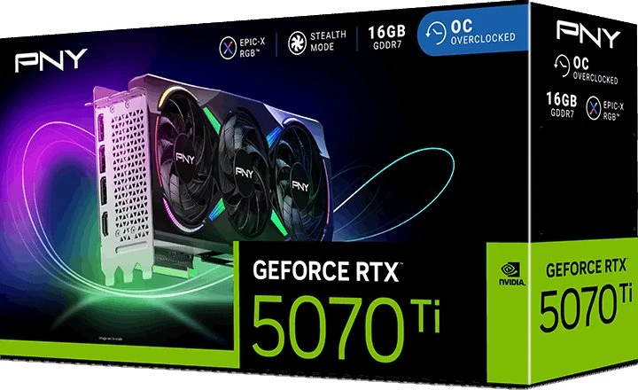 Pny Technologies Vaizdo plokštė PNY GeForce RTX 5070 Ti ARGB EPIC-X RGB 16GB GDDR7 DLSS4 (VCG5070T16TFXXPB1)