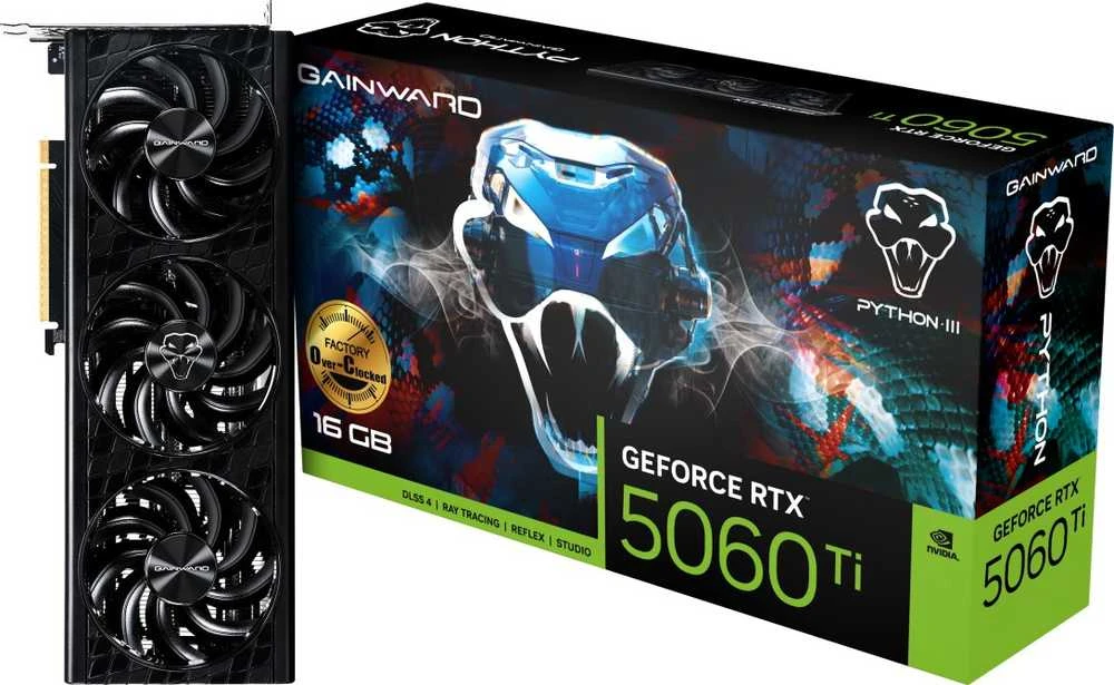 Vaizdo plokštė Gainward GeForce RTX 5060 Ti Python III OC NVIDIA 16 GB GDDR7