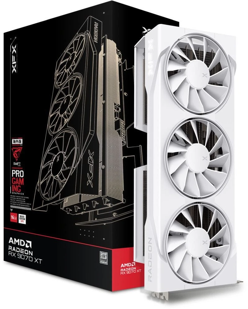 Vaizdo plokštė. XFX Swift RX 9070 Baltas 3-FAN GAM E 16G