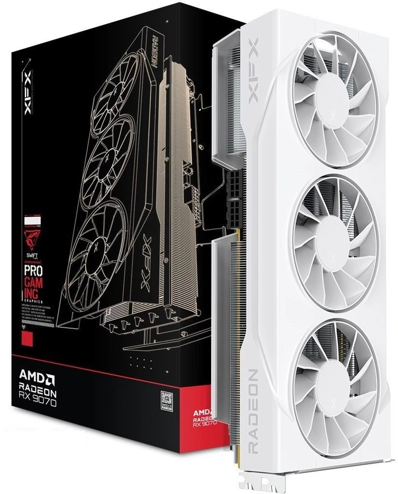„XFX Swift RX 9070GRE Baltas Tri-Fan 12GB“ vaizdo plokštė