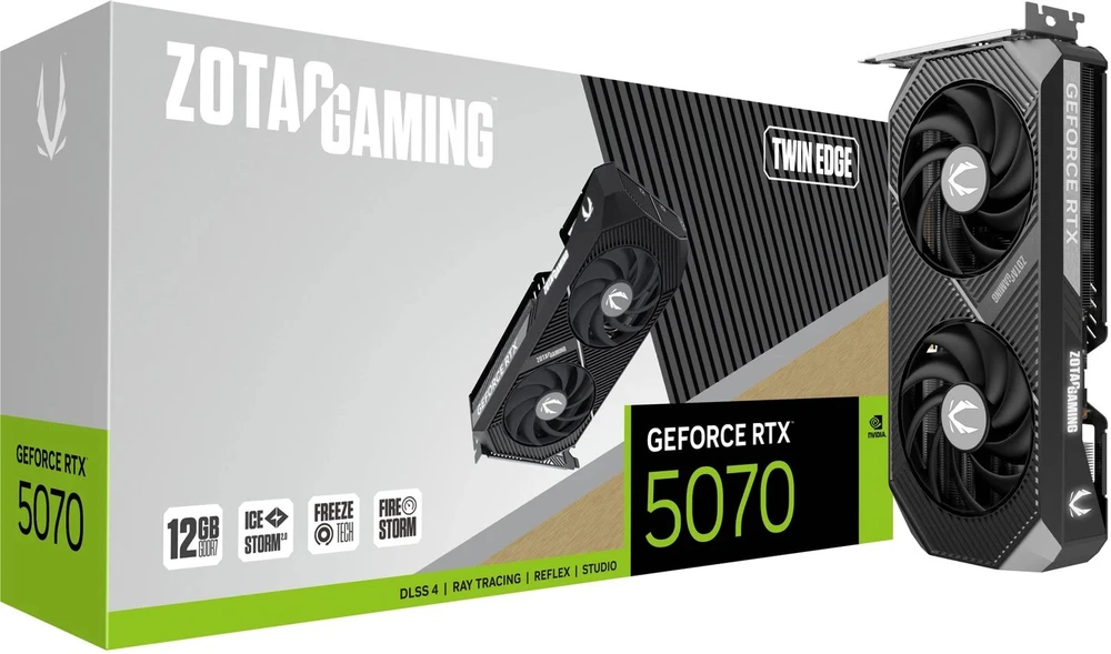 Vaizdo plokštė „Zotac GAMING GeForce RTX 5070 Twin Edge“ NVIDIA 12 GB GDDR7