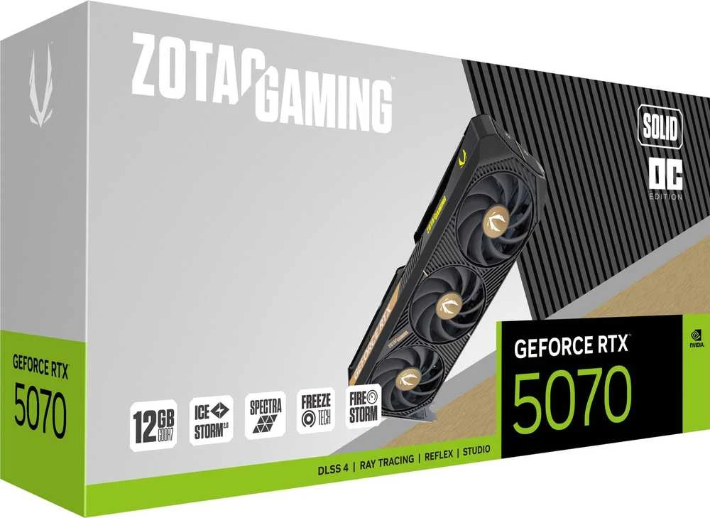 Vaizdo plokštė Zotac GAMING GeForce RTX 5070 SOLID OC NVIDIA 12 GB GDDR7