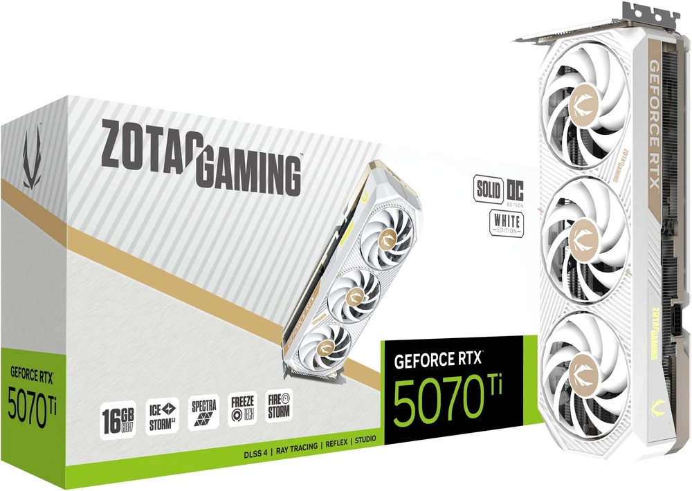 ZOTAC Žaidimų vaizdo plokštė „GeForce RTX 5070Ti The Solid Core OC“ su „NVIDIA“ 16 GB GDDR7 atmintimi