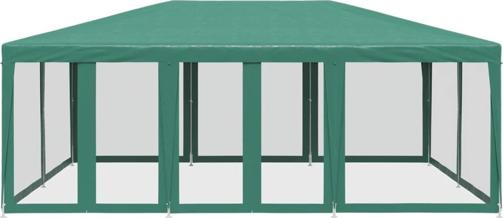 Proginė palapinė su 10 tinklinėmis sienomis, žalia, 6x4m, HDPE