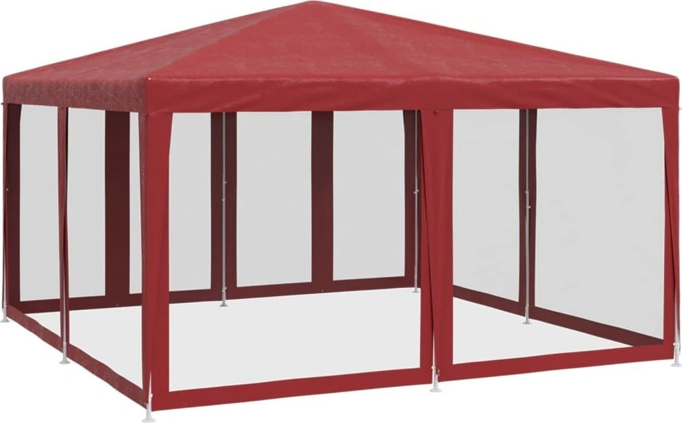 Proginė palapinė su 8 tinklinėmis sienomis, raudona, 4x4m, HDPE
