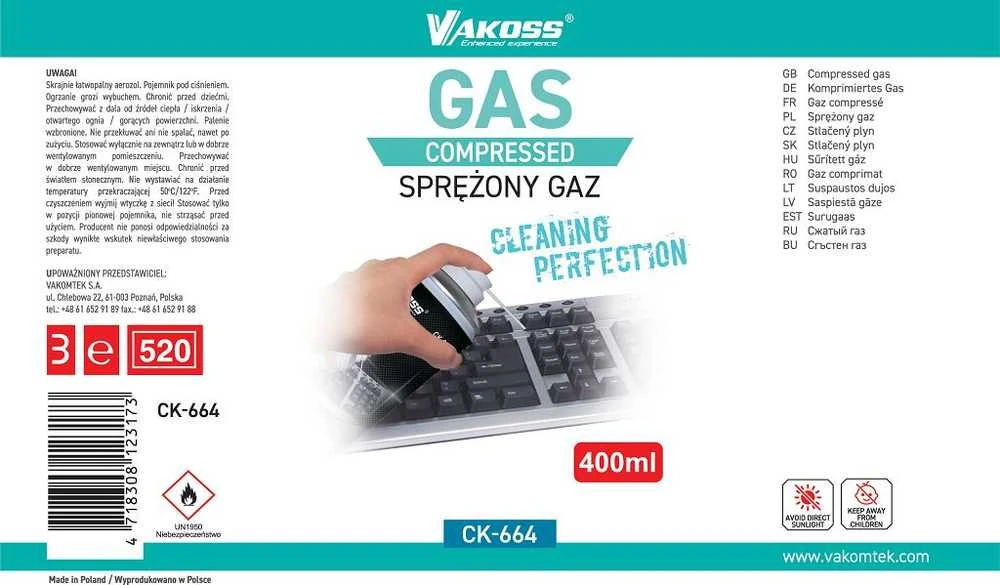 Valiklis Suslėgtas oras Vakoss CK-664 400 ml