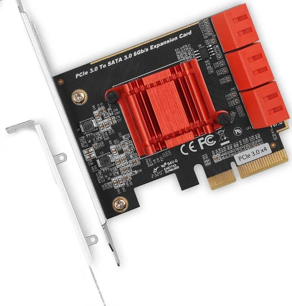 Axagon Šešių kanalų SATA III PCI-Express valdiklis su šešiais vidiniais SATA jungtys. Standartinis ir žemas profilis.