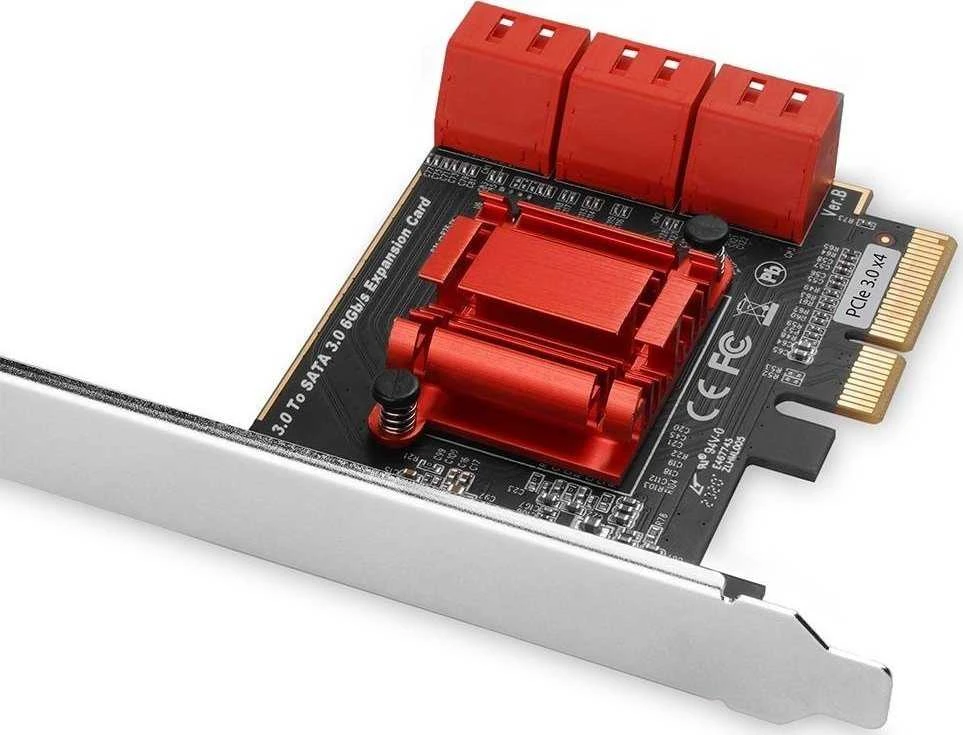 Axagon Šešių kanalų SATA III PCI-Express valdiklis su šešiais vidiniais SATA jungtys. Standartinis ir žemas profilis.