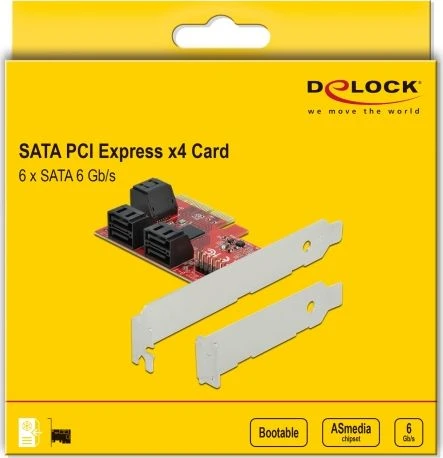 DELOCK 6 prievadų SATA PCI Express x4 plokštė - žemo profilio formatas