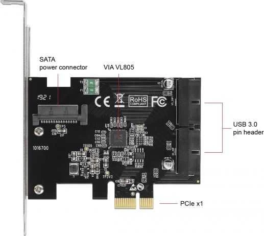 Delock PCI Express kortelę prie 2 x vidinių USB 3.0 kontaktų jungčių