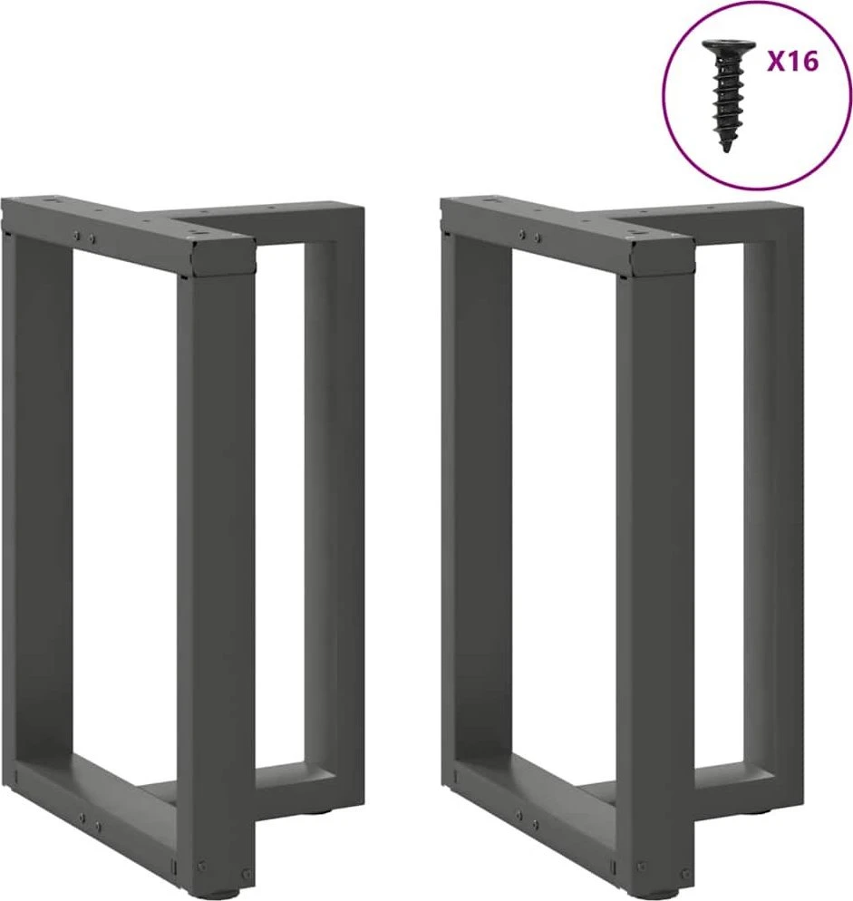 Valgomojo stalo kojos, T formos, 2 vnt., antracito spalvos, 50x35x(72-73) cm, plienas