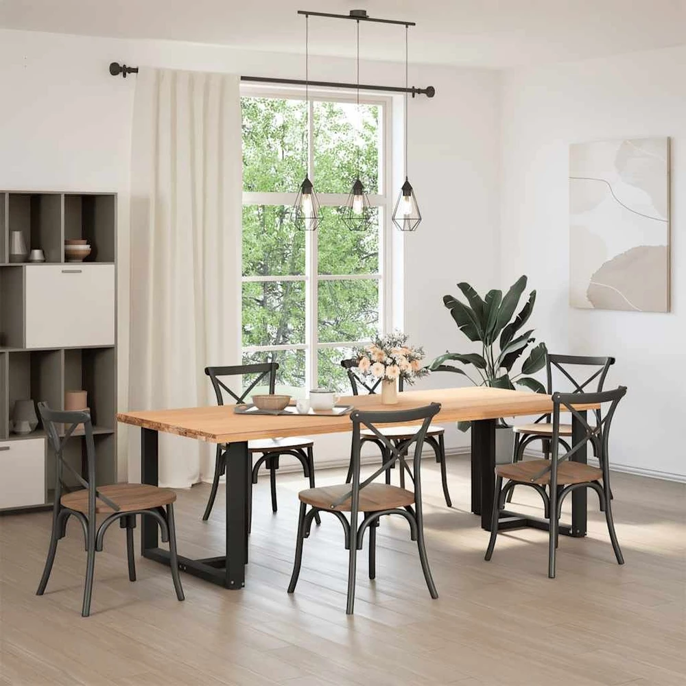 Valgomojo stalo kojelės, 2 vnt., juodos, 90x35x(72-73) cm, plienas