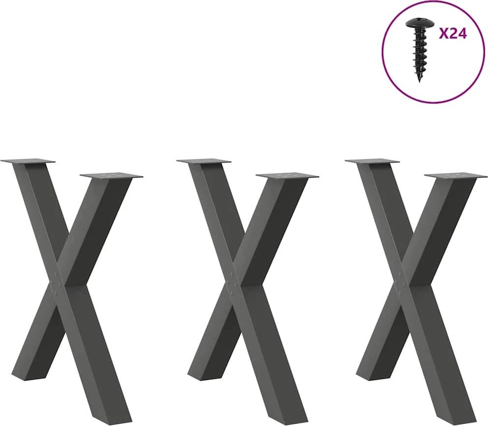 Valgomojo stalo kojelės, X formos, 3 vnt., 80x(72-73)cm