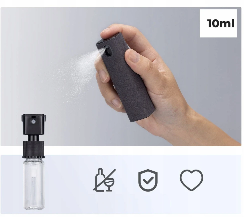 Valiklis Kf 2 skysčio purškiklių (10 ml) rinkinys monitoriaus ekrano optikos valymo šluostėms / Kf08.077