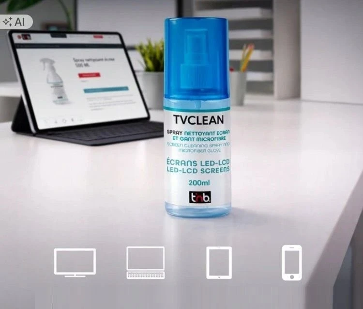 Valiklis TnB Skysčio ekranams valyti TV LCD PC monitorių 200ml + pirštinė rinkinys 2in1 / Tvclean (SB12250)