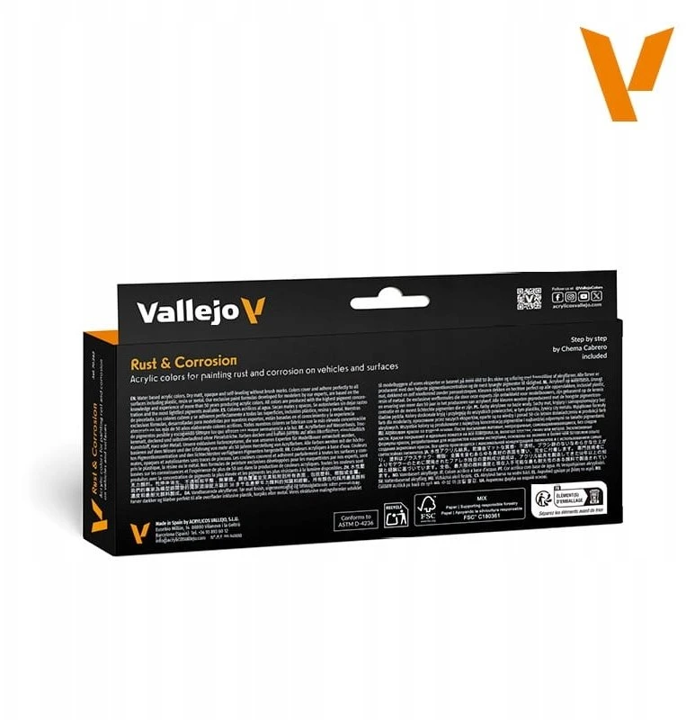 Vallejo 70.262 – Modelio spalva – Efektai – Rūdys ir korozija (8 x 18 ml)