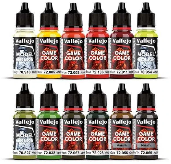 „Vallejo“ – „Game Color“ / 12 spalvų + figūrėlė – „Squidmar Miniatures“ fantazijos dažų rinkinys, 18 ml