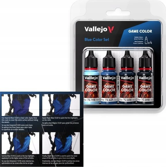 Vallejo : 72.376 - Žaidimo spalva - mėlynos spalvos rinkinys 4 x (18 ml)