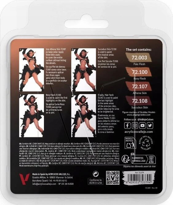 Vallejo: 72.379 – „Game Color“ – blyškios odos rinkinys 4 x (18 ml)