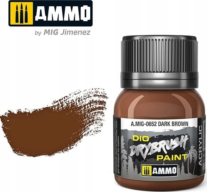AMMO by MIG Jimenez AMMO MIG Drybrush sendinimo dažai, tamsiai rudi, 40 ml (A.MIG-0652)