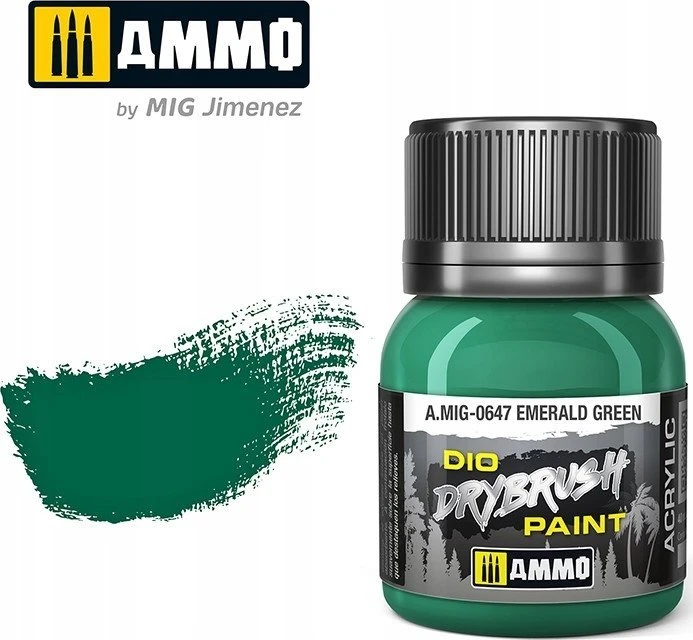 AMMO by MIG Jimenez AMMO MIG DRYBRUSH sendinimo dažai Emerald Žalias 40 ml (0647)