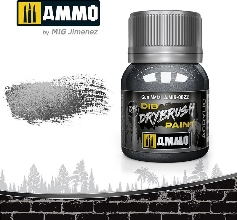 AMMO by MIG Jimenez AMMO MIG Drybrush Gun Metal sendinimo dažai, 40 ml (A.MIG-0622)