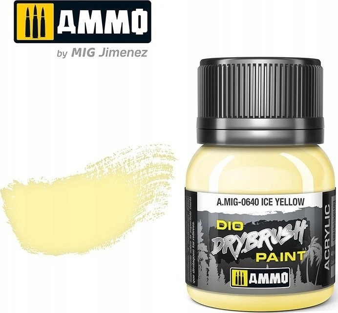 AMMO by MIG Jimenez AMMO MIG Drybrush dažai Ice Geltona 40 ml – sauso teptuko, 0640
