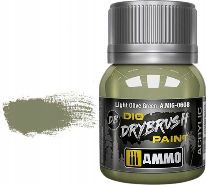 AMMO by MIG Jimenez AMMO MIG Drybrush Light Olive Žalias 40ml (0608) – sendinimo dažai