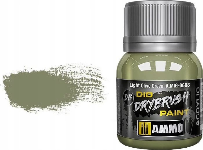 AMMO by MIG Jimenez AMMO MIG Drybrush Light Olive Žalias 40ml (0608) – sendinimo dažai