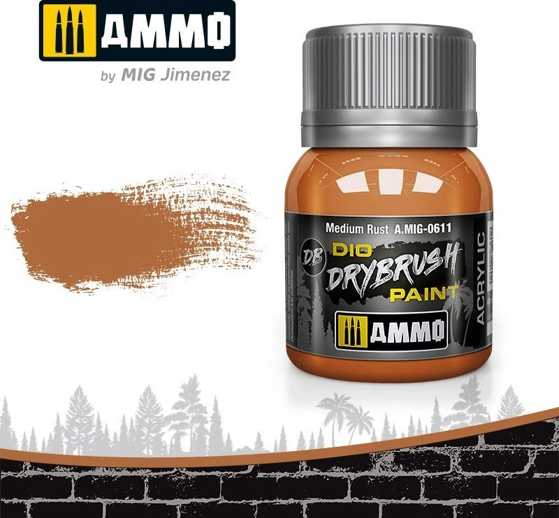 AMMO by MIG Jimenez AMMO by Mig DRYBRUSH sendinimo dažai – Vidutinė rūdis, 40 ml (0611)