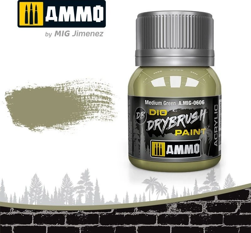 AMMO by MIG Jimenez AMMO MIG Drybrush dažai, Medium Žalias, 40 ml (0606)