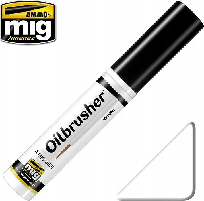 AMMO by MIG Jimenez AMMO MIG Oilbrusher 3501 Balta – aliejiniai dažai su teptuku modeliams