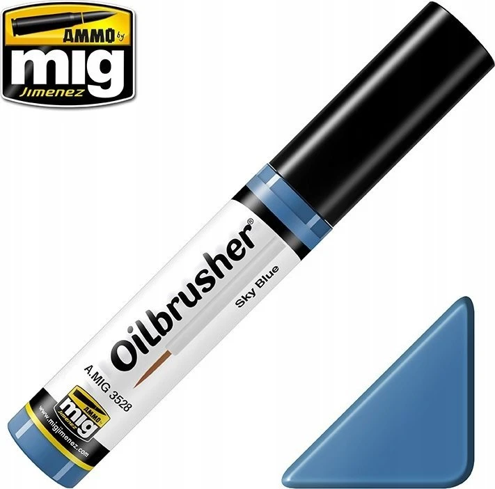 AMMO by MIG Jimenez AMMO MIG Oilbrusher Sky Mėlyna 3528 – aliejiniai dažai su teptuku modeliams