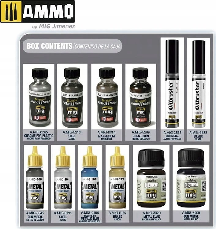 Vallejo Ammo: Super Pack - Metallics Solution Set