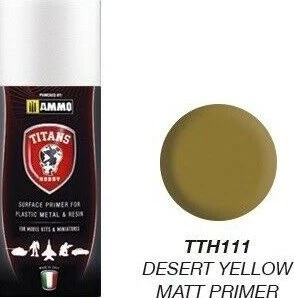 AMMO by MIG Jimenez TITANS HOBBY dykumos geltonas matinis purškiamas gruntas 400 ml