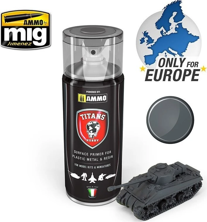 AMMO by MIG Jimenez Titans Hobby Panzer Grau matinis gruntas purškiamas 400 ml