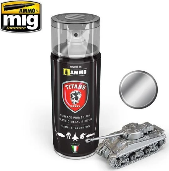 AMMO by MIG Jimenez Titans Hobby akrilinis purškiamas gruntas plikam metalui 400 ml, 109