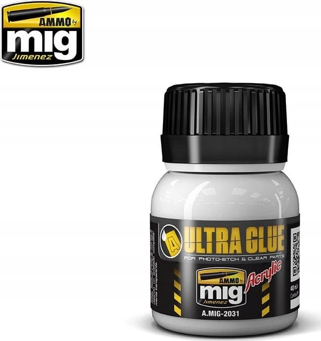 AMMO by MIG Jimenez AMMO MIG Ultra Glue akriliniai klijai skaidrioms ir PE detalėms, 40 ml