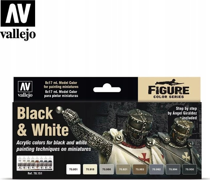 Vallejo Vallejo: 70.151 – Modelio spalva – Figūra – Juodai balta (8 x 18 ml)
