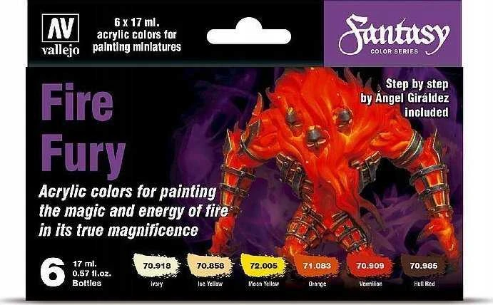 Vallejo Vallejo: 70.243 – Modelio spalva – Fantasy – Fire Fury (6 x 18 ml)