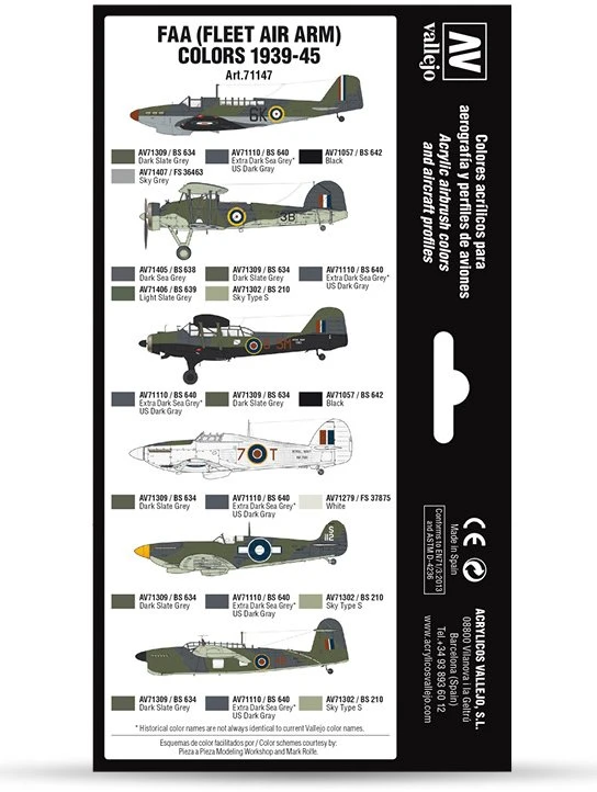 Vallejo Vallejo: 71.147 - Model Air - Air War - FAA spalvos - Fleet Air Arm 1939-1945 (8x18 ml)