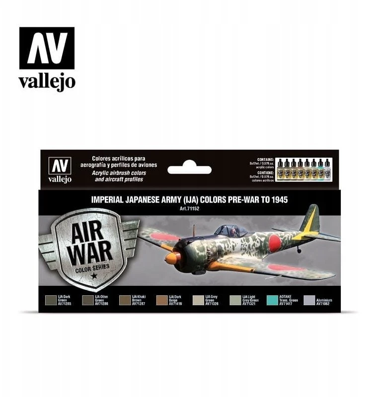 Vallejo Vallejo: 71.152 - Model Air - Air War - IJA Colors - Imperial Japanese Army Pre-War to 1945 (8x18 ml)